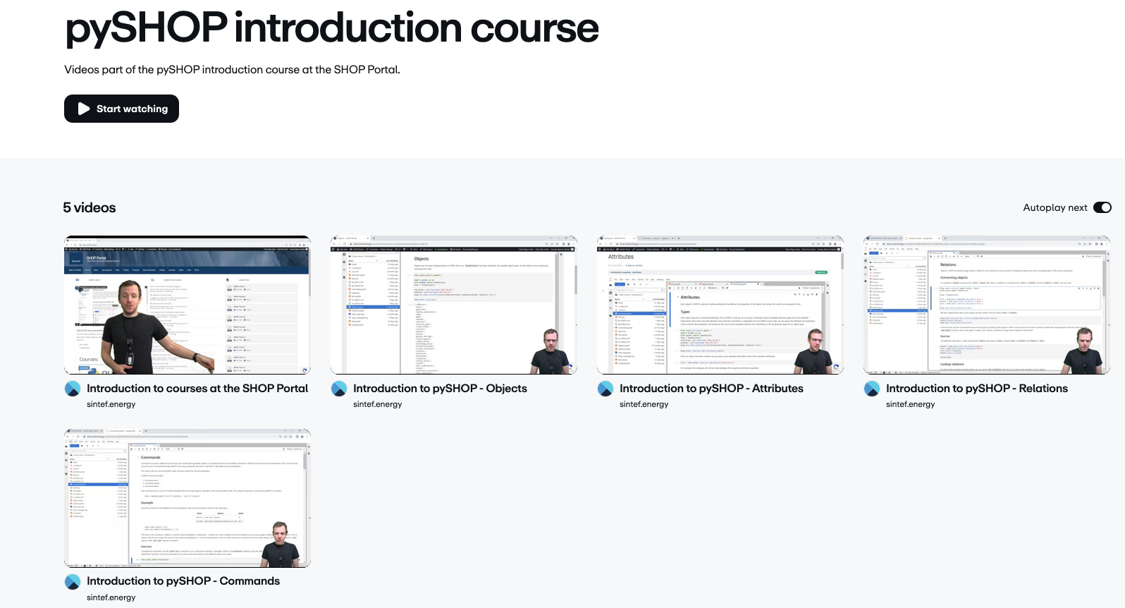 pySHOP-kurs – kursserie med video og vLab